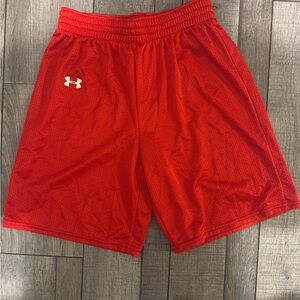 Under Armour Boys Bright Red Athletic Mesh Shorts